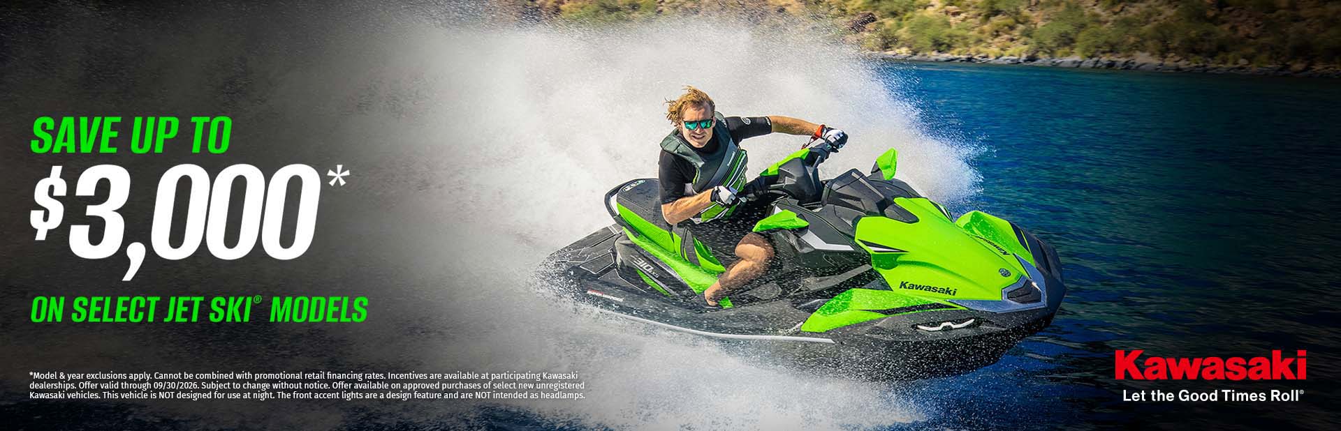 Save Up to $3,000* on select Jet Ski Models
